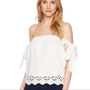 Bishop + Young Bare Shoulder Eyelet Top NWT
